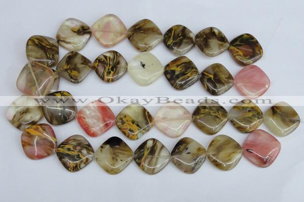 CCY226 15.5 inches 24*24mm diamond volcano cherry quartz beads