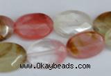 CCY230 15.5 inches 13*18mm faceted oval volcano cherry quartz beads