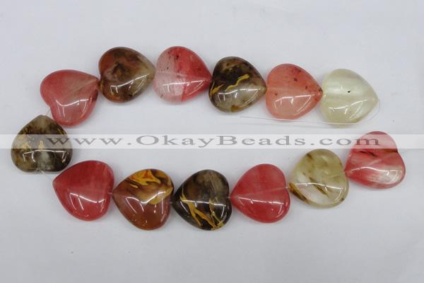 CCY232 15.5 inches 30*30mm heart volcano cherry quartz beads