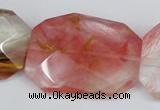 CCY234 30*40mm twisted & faceted rectangle volcano cherry quartz beads