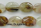 CCY418 15.5 inches 13*18mm faceted oval volcano cherry quartz beads