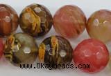 CCY508 15.5 inches 20mm faceted round volcano cherry quartz beads