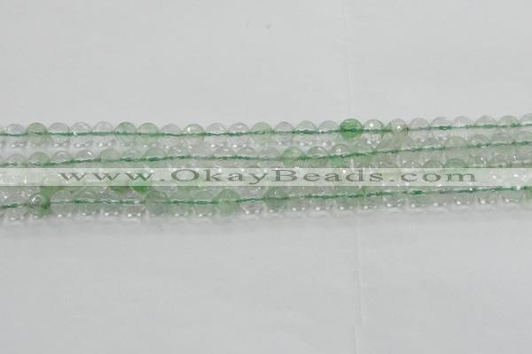 CCY611 15.5 inches 6mm faceted round green cherry quartz beads