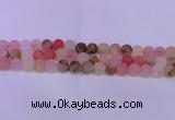 CCY620 15.5 inches 4mm round matte volcano cherry quartz beads