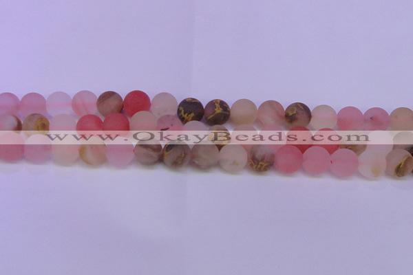 CCY622 15.5 inches 8mm round matte volcano cherry quartz beads