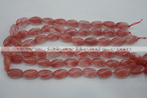 CCY70 15.5 inches 12*20mm twisted oval cherry quartz beads wholesale