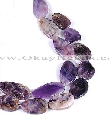 CDA03 twisted oval dogtooth amethyst quartz beads Wholesale