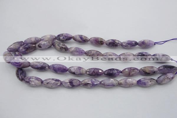 CDA334 15.5 inches 10*20mm faceted rice dyed dogtooth amethyst beads