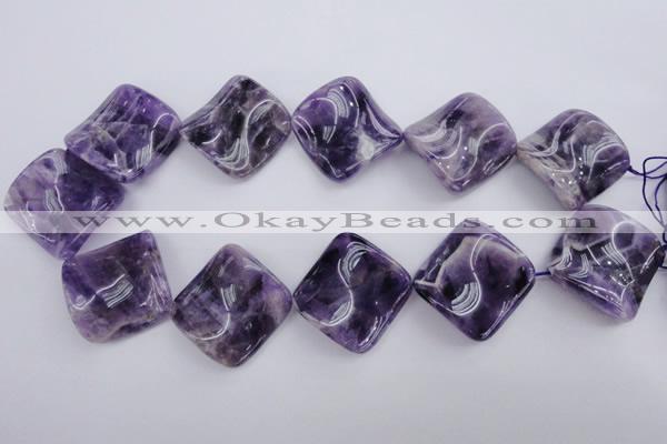 CDA41 15.5 inches 30*30mm twisted diamond dogtooth amethyst beads