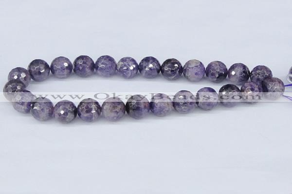 CDA63 15.5 inches 16mm faceted round dogtooth amethyst beads