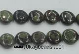 CDB205 15.5 inches 10mm flat round natural dragon blood jasper beads