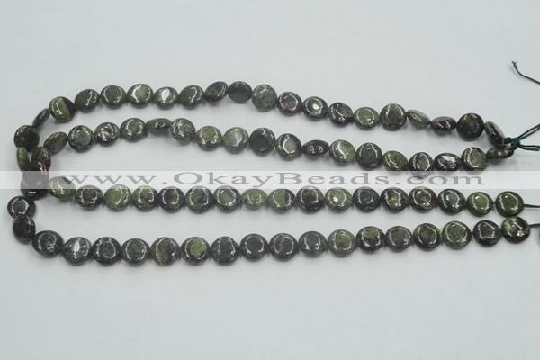 CDB205 15.5 inches 10mm flat round natural dragon blood jasper beads