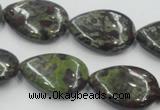 CDB218 15.5 inches 18*25mm flat teardrop natural dragon blood jasper beads