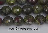 CDB322 15.5 inches 8mm faceted round dragon blood jasper beads