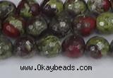 CDB330 15.5 inches 8mm faceted round A grade dragon blood jasper beads