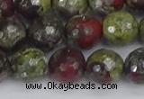 CDB332 15.5 inches 12mm faceted round A grade dragon blood jasper beads