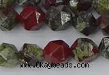 CDB337 15.5 inches 8mm faceted nuggets dragon blood jasper beads