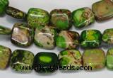 CDE120 15.5 inches 10*10mm square dyed sea sediment jasper beads