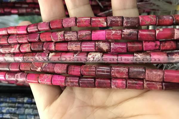 CDE1320 15.5 inches 6*8mm tube sea sediment jasper beads