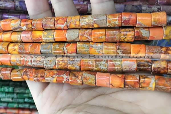 CDE1340 15.5 inches 8*8mm tube sea sediment jasper beads