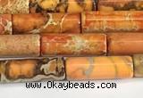 CDE1420 15.5 inches 4*13mm tube sea sediment jasper beads wholesale