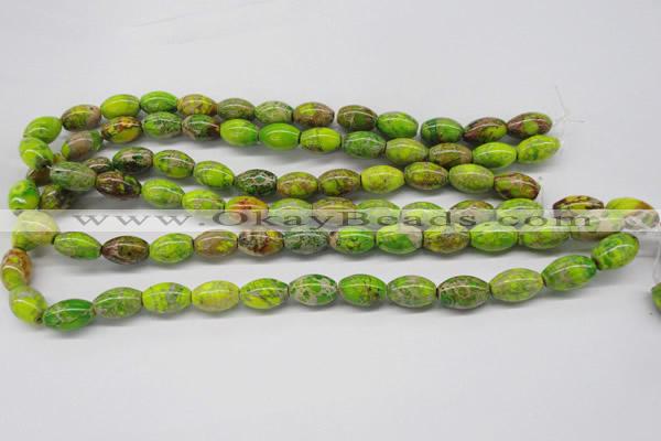 CDE147 15.5 inches 10*15mm rice dyed sea sediment jasper beads