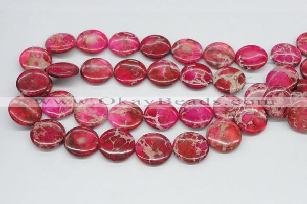 CDE18 15.5 inches 25mm flat round dyed sea sediment jasper beads