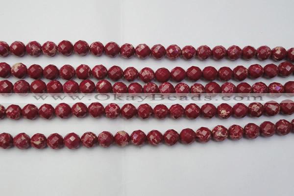 CDE2131 15.5 inches 8mm faceted round dyed sea sediment jasper beads