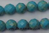 CDE2153 15.5 inches 12mm faceted round dyed sea sediment jasper beads