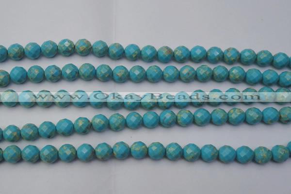 CDE2153 15.5 inches 12mm faceted round dyed sea sediment jasper beads