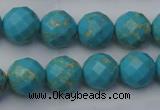 CDE2154 15.5 inches 14mm faceted round dyed sea sediment jasper beads