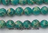 CDE2170 15.5 inches 6mm faceted round dyed sea sediment jasper beads