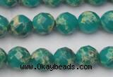 CDE2172 15.5 inches 10mm faceted round dyed sea sediment jasper beads