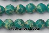 CDE2173 15.5 inches 12mm faceted round dyed sea sediment jasper beads