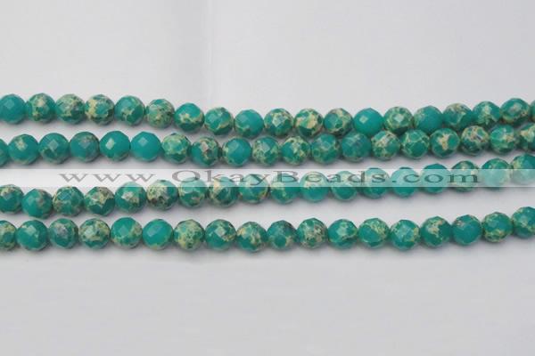 CDE2173 15.5 inches 12mm faceted round dyed sea sediment jasper beads