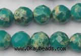 CDE2174 15.5 inches 14mm faceted round dyed sea sediment jasper beads