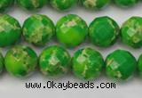 CDE2191 15.5 inches 8mm faceted round dyed sea sediment jasper beads