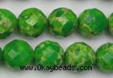 CDE2194 15.5 inches 14mm faceted round dyed sea sediment jasper beads