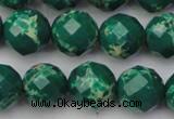 CDE2204 15.5 inches 14mm faceted round dyed sea sediment jasper beads