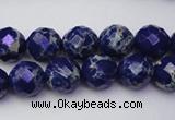 CDE2212 15.5 inches 10mm faceted round dyed sea sediment jasper beads