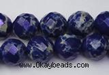 CDE2215 15.5 inches 16mm faceted round dyed sea sediment jasper beads