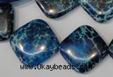 CDE252 15.5 inches 20*20mm diamond dyed sea sediment jasper beads