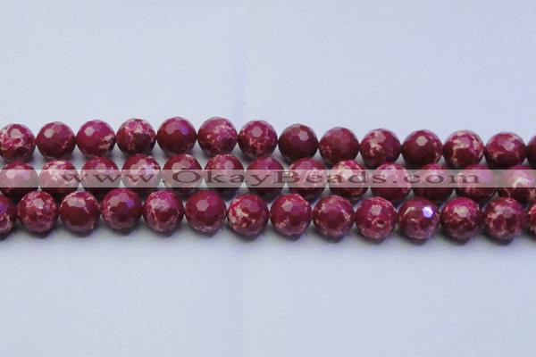 CDE2521 15.5 inches 14mm faceted round dyed sea sediment jasper beads