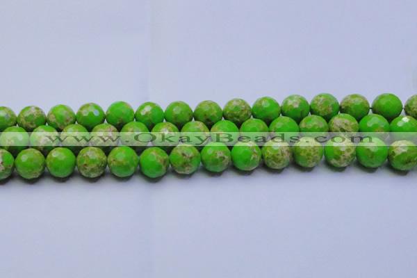 CDE2556 15.5 inches 14mm faceted round dyed sea sediment jasper beads