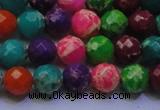 CDE2696 8mm faceted round mixed color sea sediment jasper beads