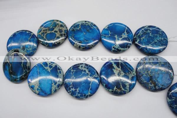 CDE310 15.5 inches 40mm flat round dyed sea sediment jasper beads