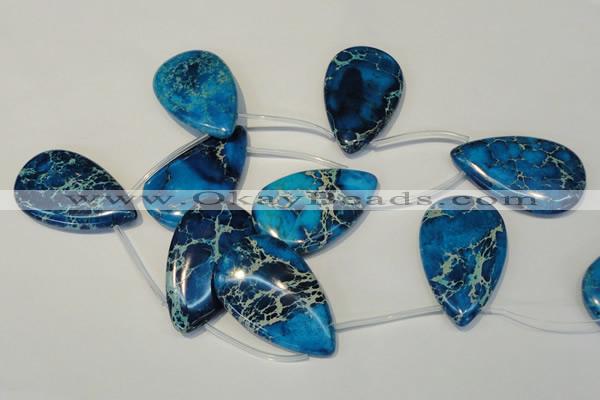 CDE345 Top-drilled 30*50mm flat teardrop dyed sea sediment jasper beads