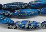 CDE48 15.5 inches 10*30mm rice dyed sea sediment jasper beads