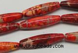 CDE513 15.5 inches 8*31mm rice dyed sea sediment jasper beads