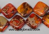 CDE545 15.5 inches 14*14mm diamond dyed sea sediment jasper beads